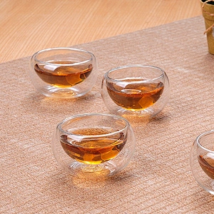 2019 Hot Sale Heat Resistant Glass Tea Cup Double Wall Glass Cup for Gift Eco-friendly Borosilicate Tea Mug