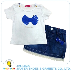 T-shirt and denim skirt two-piece gift baby clothes set