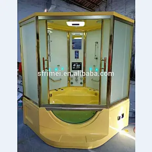 Modern Shower Screen Yellow Compact Complete Shower Steam Room With Massage Bathtub