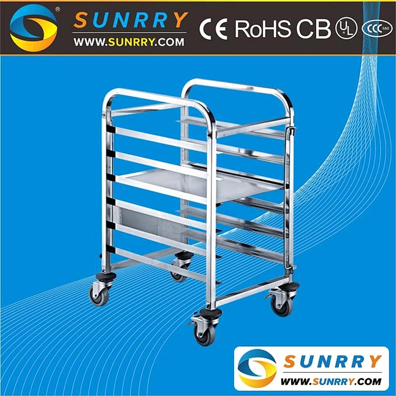 Commercial stainless steel single line bakery pan rack trolley cart with wheels