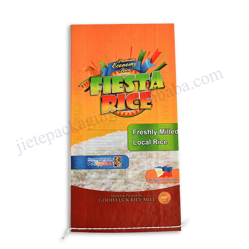 China supplier customized 10kg plastic rice packing bag with D handle