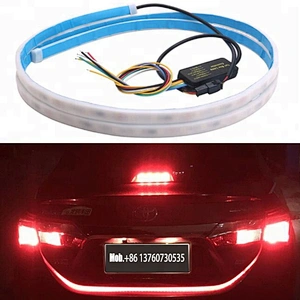 RGB flowing Flexible LED strip DRL Rear Trunk Tail gate Light Brake turn Signal Reverse Warning Flash for 12V Cars