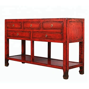 chinese antique distressed lacquered wooden furniture, console table in living room