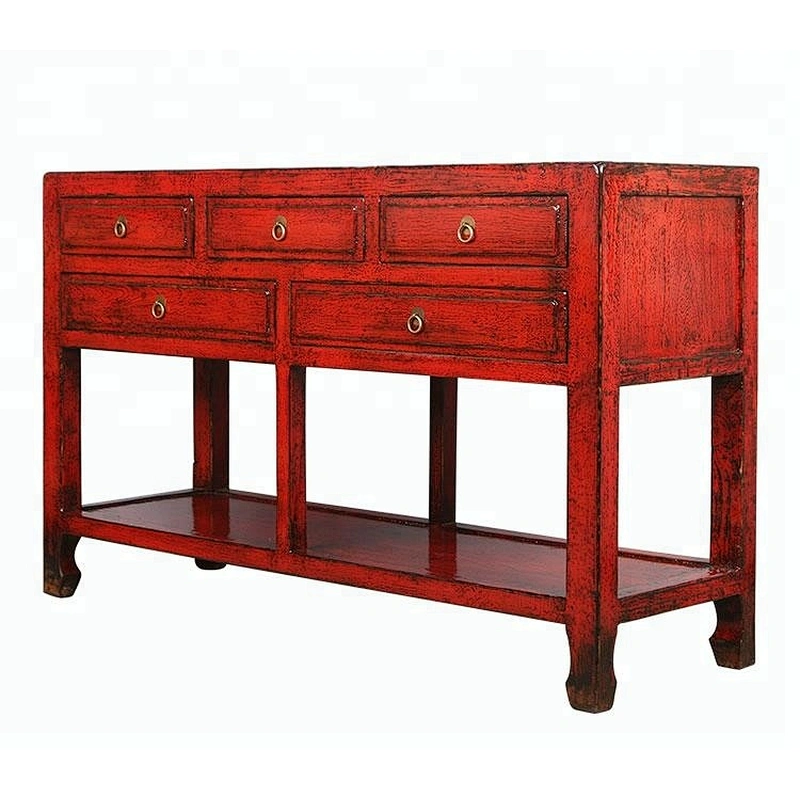 chinese antique distressed lacquered wooden furniture, console table in living room