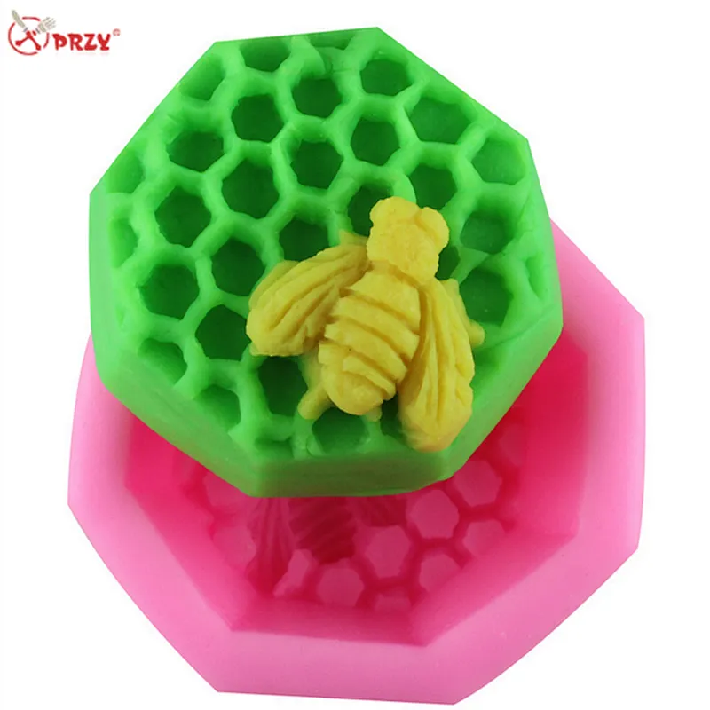 DIY Three-dimensional Bee Honeycomb silicone Fondant cake Mold handmade Silicone Soap Molds