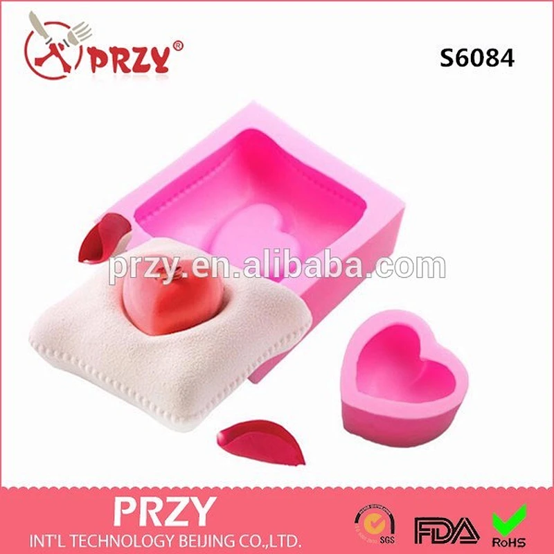 Heart shape pillow silicone handmade soap mold cake decorative molds concrete molds