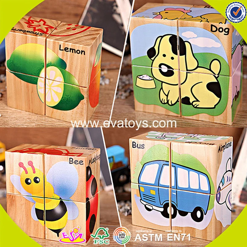 wholesale top quality kids wooden cube puzzle hottest children wooden cube puzzle W14F041