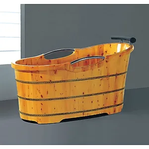 China Manufacture SPA Solid Wooden Bathtub With Pillow and Armrests