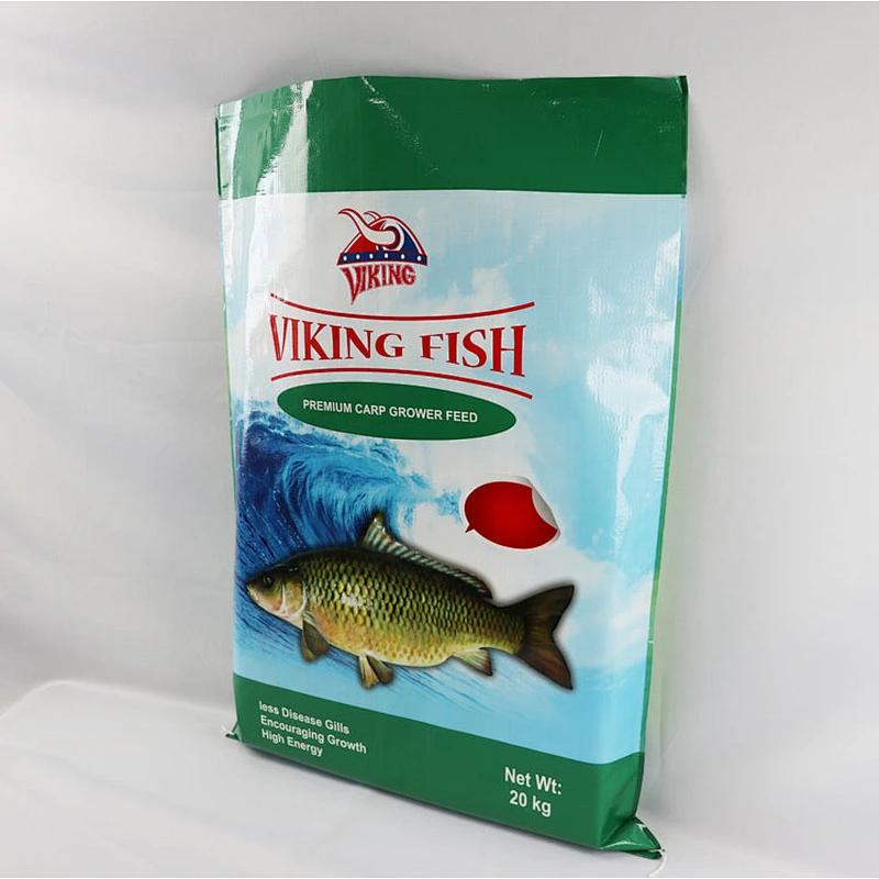 Agricultural woven fish feed bag 20kg, 25kg plastic animal food packaging bag
