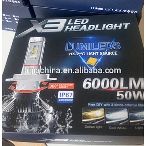 Guangzhou Lujia all in one fanless super power 50w 6000lm 9006 X3 led mini projector h4 h7 h11 cob g8 p7 c6 t5 car led headlight