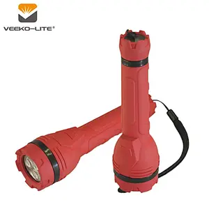 2018 Hot sale red TPR torch 1W 3LED 2AA battery  rubber light switches waterproof LED flashlight