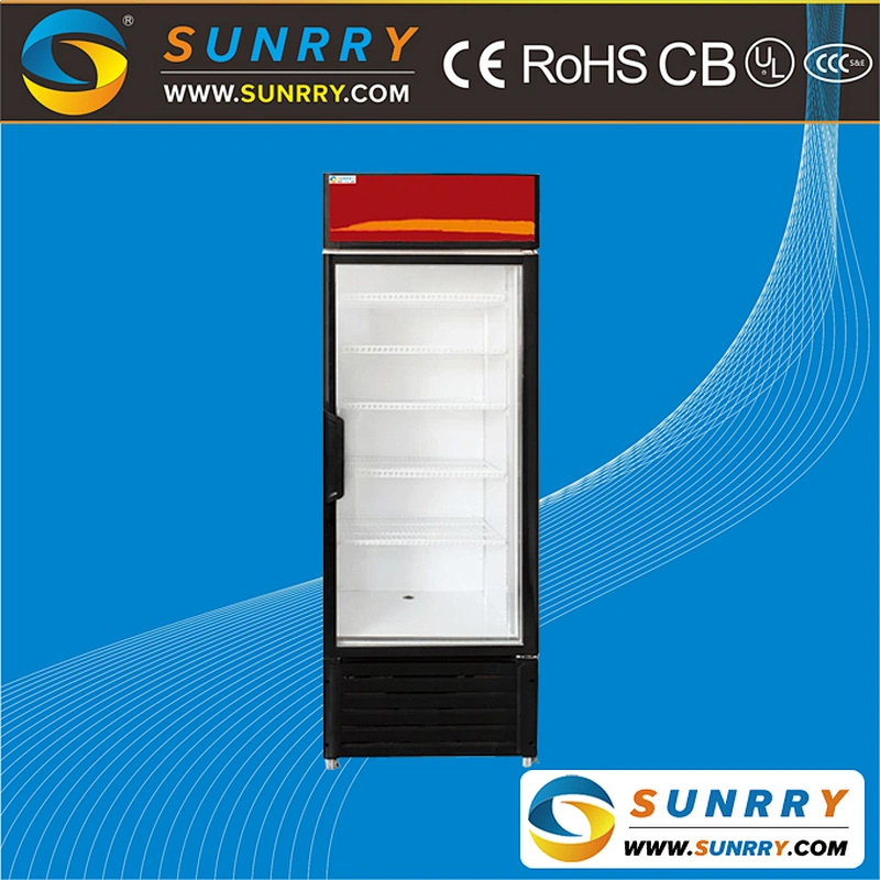 Commercial single glass door fan cooling juice cooler beverage machine energy drink display for store