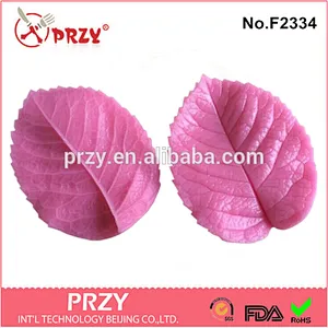 2015 100% f2334 food garde decorative silicone fondant leaf press mold