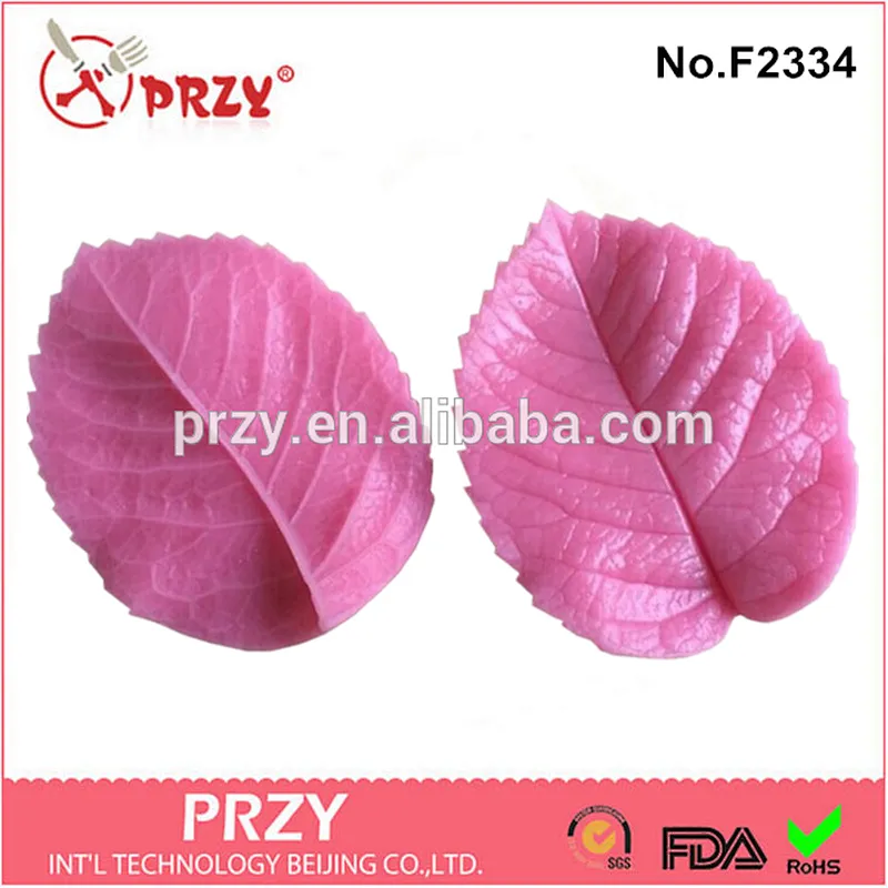 2015 100% f2334 food garde decorative silicone fondant leaf press mold