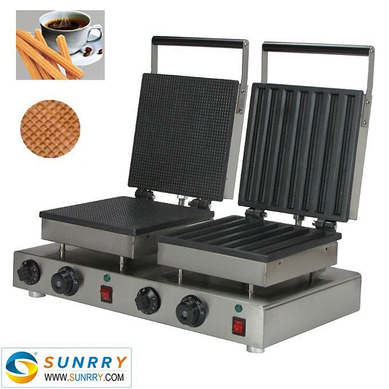 Electric waffle pancake cake maker circle and churro waffle machine