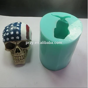 QT0003 3d American flag skull silicone mold for concrete Halloween silicone mold soap mold PRZY