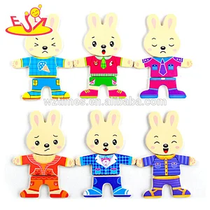 2018The latest hottest fun puzzle cartoon rabbit family wooden toy W14D059.