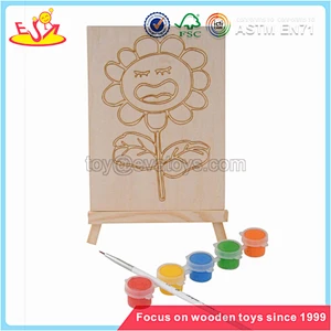 Wholesale selling creative wooden flower pattern children cartoon wooden hand painting toy W03A044