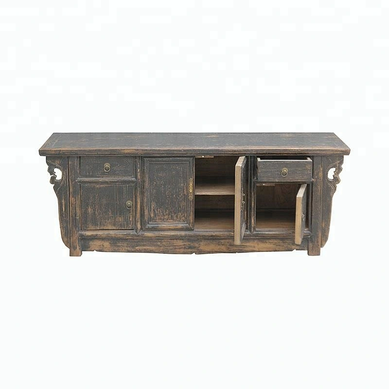 chinese antique rustic lacquered TV console furniture