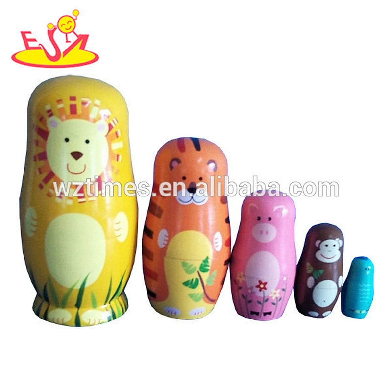 Russian custom wooden nesting doll for kids W06D038