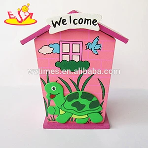 wholesale hottest sale wooden house piggy bank top popular wooden house piggy bank W02A024