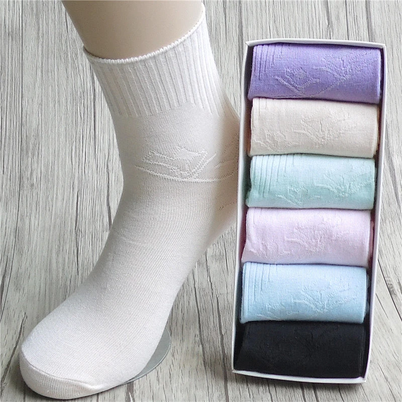 plain white color women cotton socks