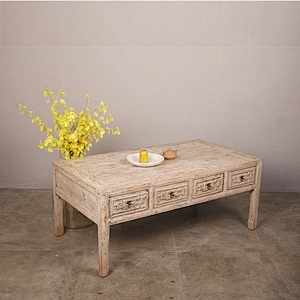 recycle pine wood dry painting antique chinese coffee table