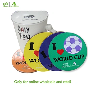 World Cup Design MDF Coasters, environmentally friendly anti skid high quality novelty football cork coaster in stock