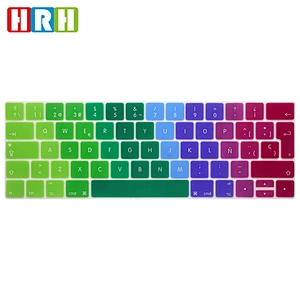 Silicone keyboard cover Rainbow Spanish Keyboard Protective Film keyboard skins For macbook pro touch bar 13 15