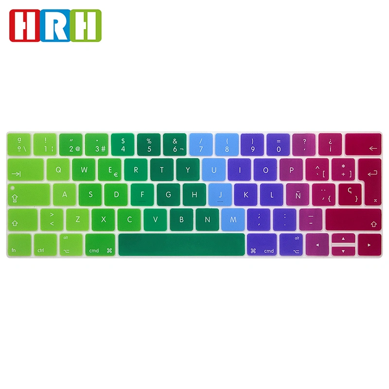 Silicone keyboard cover Rainbow Spanish Keyboard Protective Film keyboard skins For macbook pro touch bar 13 15
