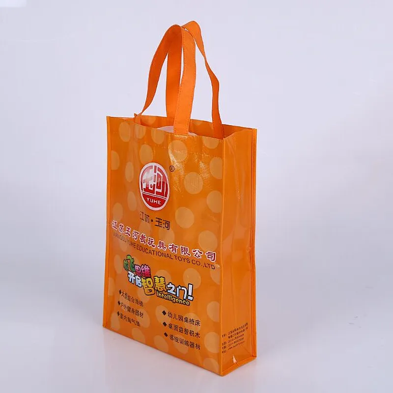Custom orange non-woven bag can stand for toy packaging