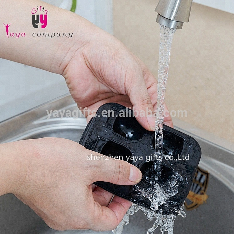 4pcs BPA Free 3D Skull Ball Silicone Ice Cube Tray With Lid