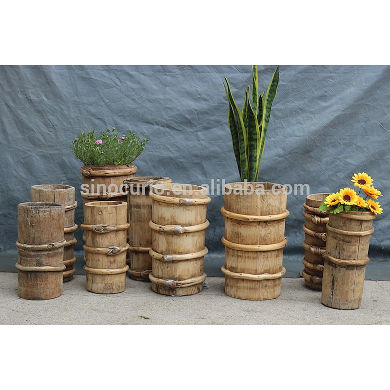 Chinese antique decoration tibetan oil bucket wooden bucket woodwork for decoration