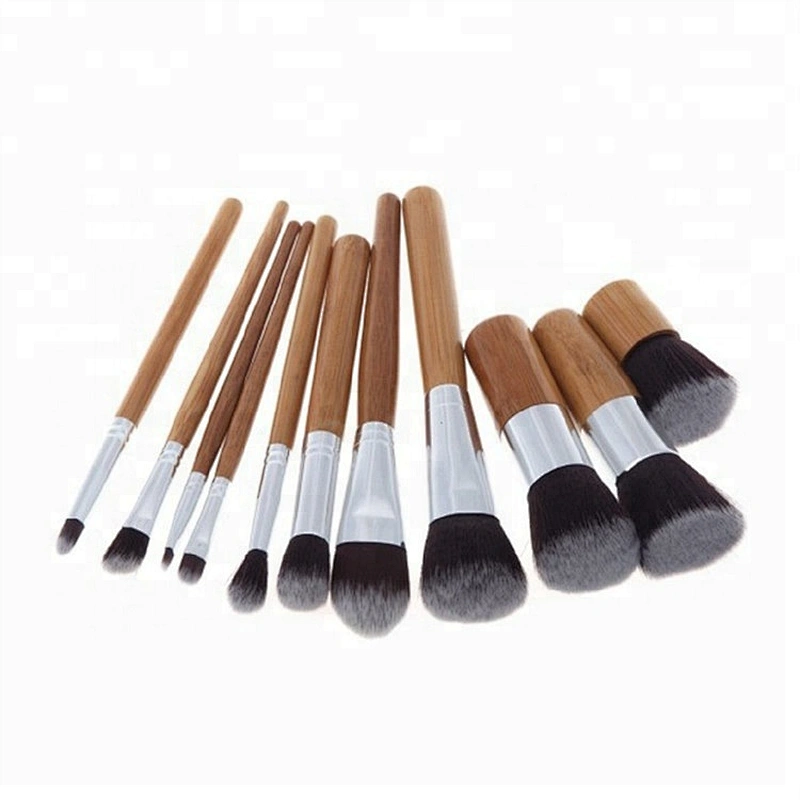 Personalised 11 Pieces Natural Factory Price Cosmetic Brush Set Wood Brush Kit Wooden Makeup Brush Manufacturers China
