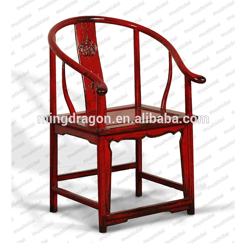 Antique chinese solid wood carved back chair