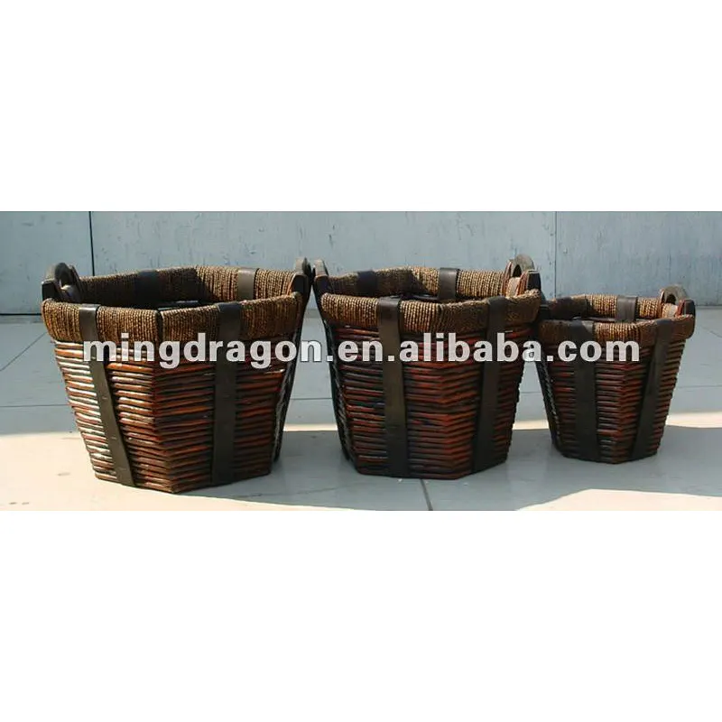 Chinese antique storage bamboo basket