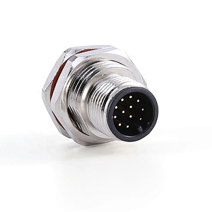 12pin M12 A Code metal front mount female waterproof connector 12pin male connector