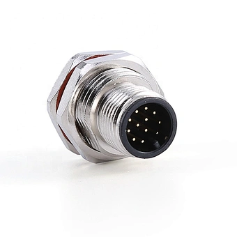 12pin M12 A Code metal front mount female waterproof connector 12pin male connector