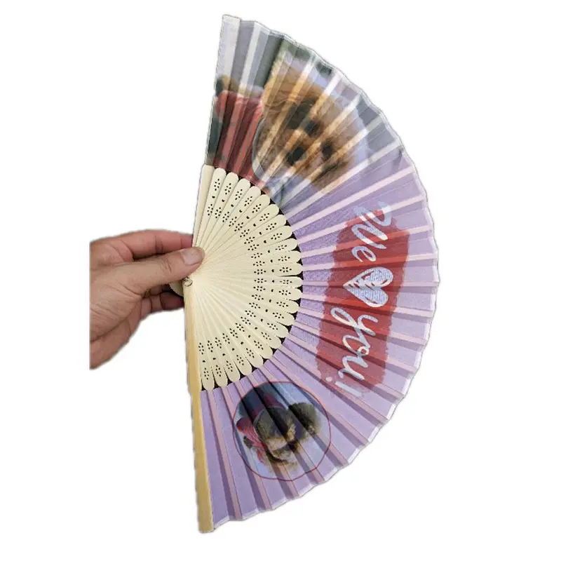Custom Summer Promotional Gift Portable Custom Printed Folding Logo Bamboo Hand Fan