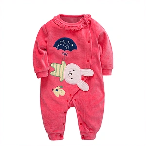 Wuawua Wholesale Romper Baby Clothes Cute infant Winter Outwear Outfits Baby Long Sleeve Jumpsuit For Newborns