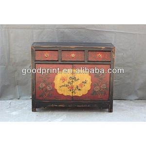 Tibetan furniture in antique cabinet