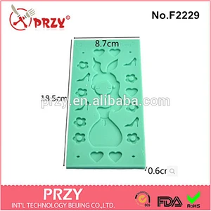 F2229 przy cupcake beautiful girl shape silicone mold for fondant
