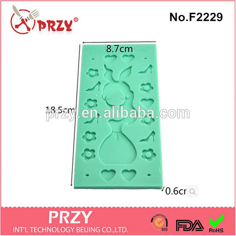 F2229 przy cupcake beautiful girl shape silicone mold for fondant