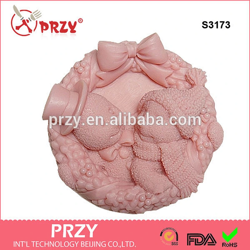 S3173 Fashional and round christmas snowman shaped silicone soap molds