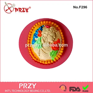 F296 lady face fondant silicone molds for cake