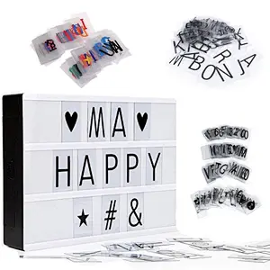 A4 LED Colorful Home Cinematic Light Up Letter Emoji Box Sign Wedding USB Cinema