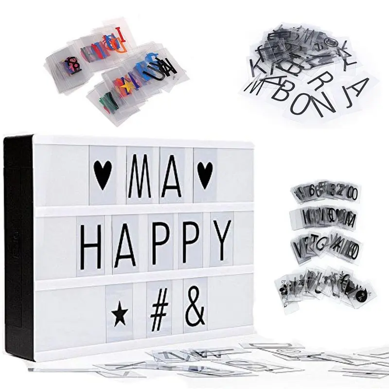 A4 LED Colorful Home Cinematic Light Up Letter Emoji Box Sign Wedding USB Cinema