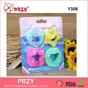 PRZY Plum Heart - shaped moon star 4PSC biscuit mold -Y306