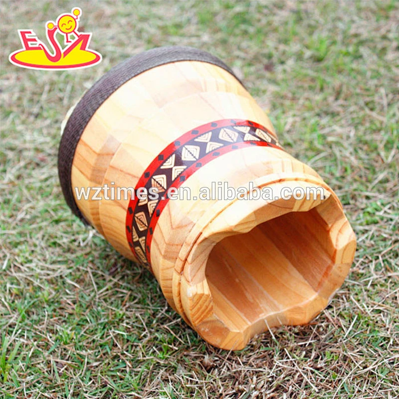 2018 wholesale children wooden toy drum multi-function baby wooden toy drum new design kids wooden toy drum W07A098