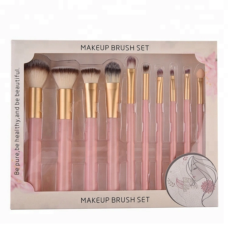 Professional 10pcs Pink Makeup Brushes Set Powder Face Brush Cosmetic Beauty Tools